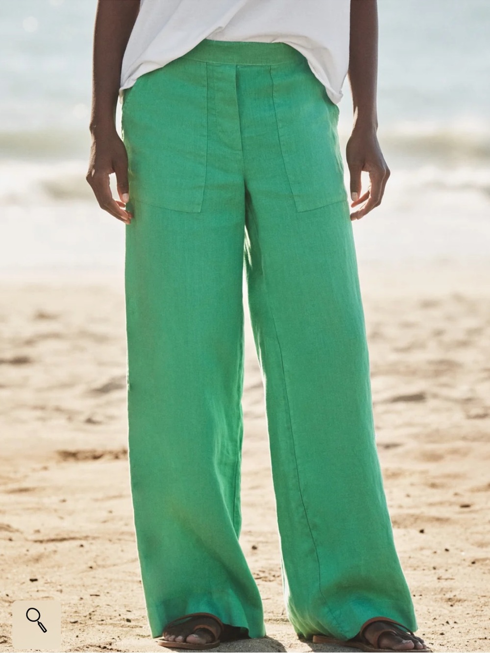 Frank and Eileen Kelly Green Madeline Linen Pants, size Medium